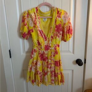 HEMANT & NANDITA yellow pink floral mini  Size XS